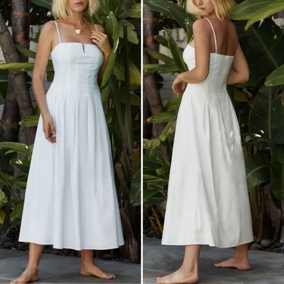 Reformation Kye Midi Dress in White with Custom Beaded front detail | Sz 6 - Picture 11 of 11